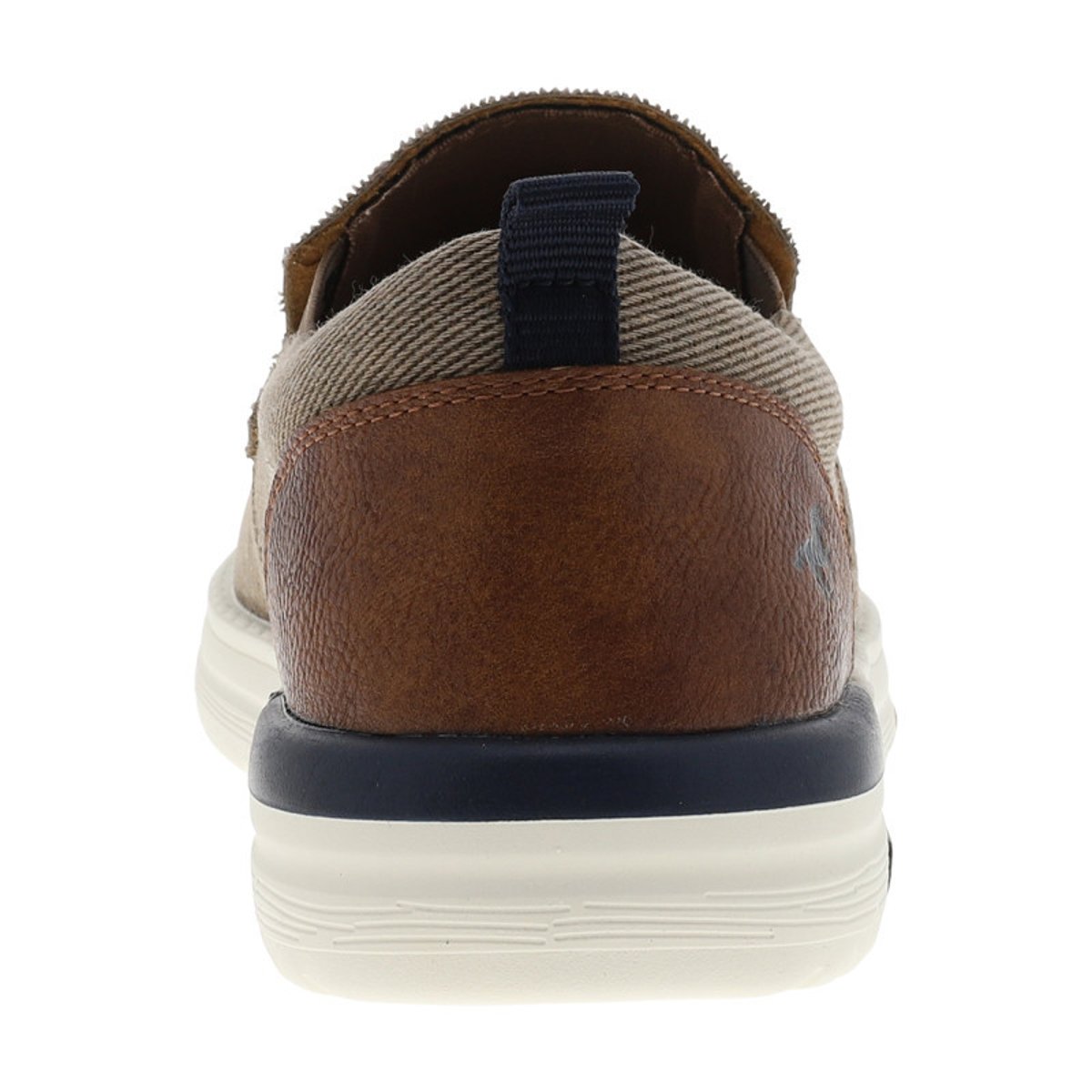 Baskets bleu marine à talon plat avec une fermeture à slip-on beige, MUSTANG