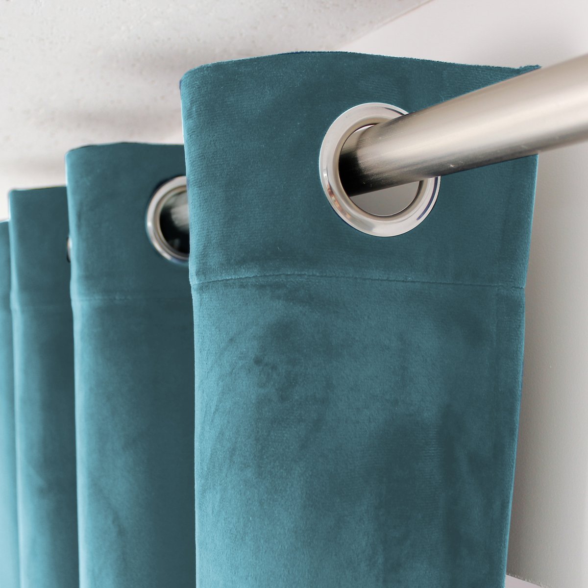 Rideau uni en velours bleu azur, HOME MAISON