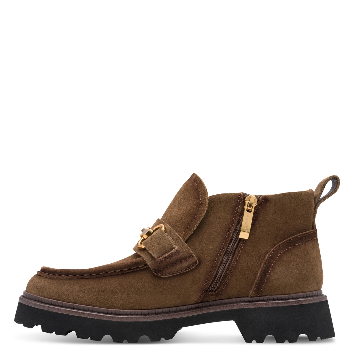Bottine en cuir marron camel, TAMARIS