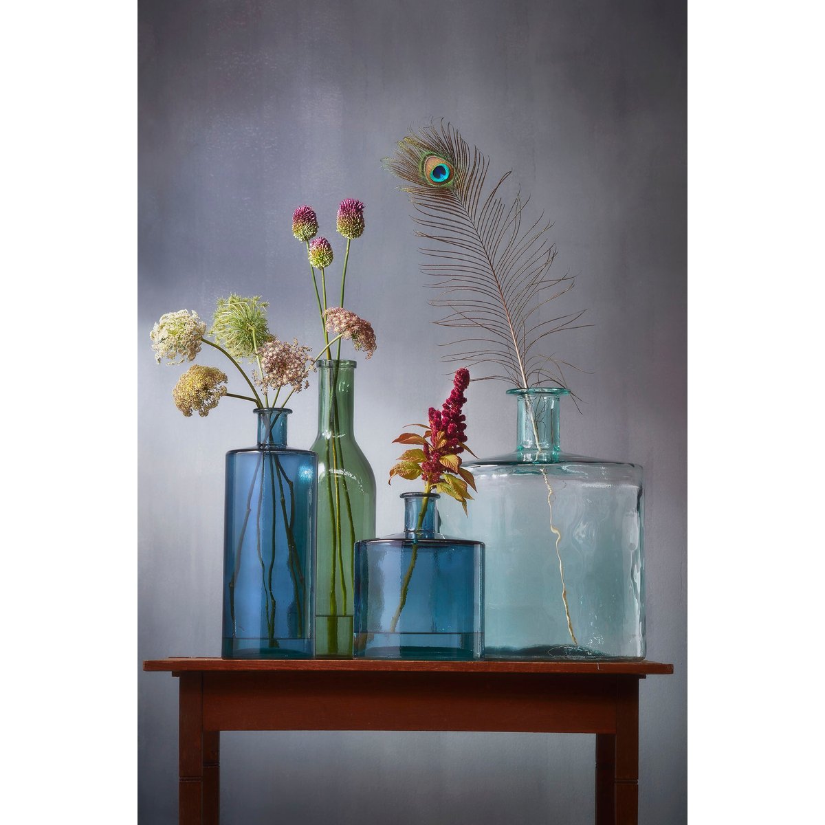 Bouteille décorative H40 cm GUAN bleu, MICA DECORATIONS