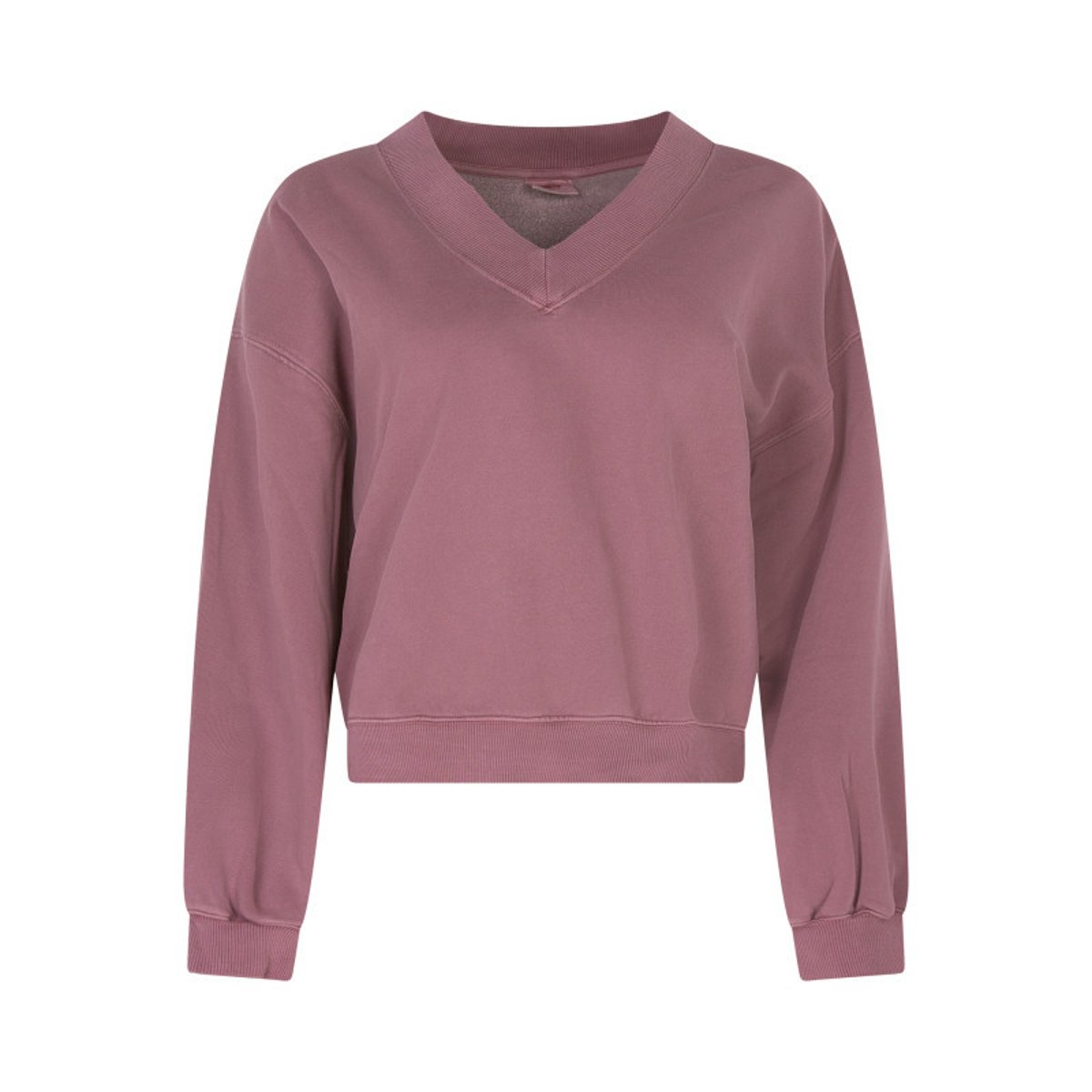 Sweat en coton mélangé mauve uni avec une coupe droite et un col v violet, LEVI'S
