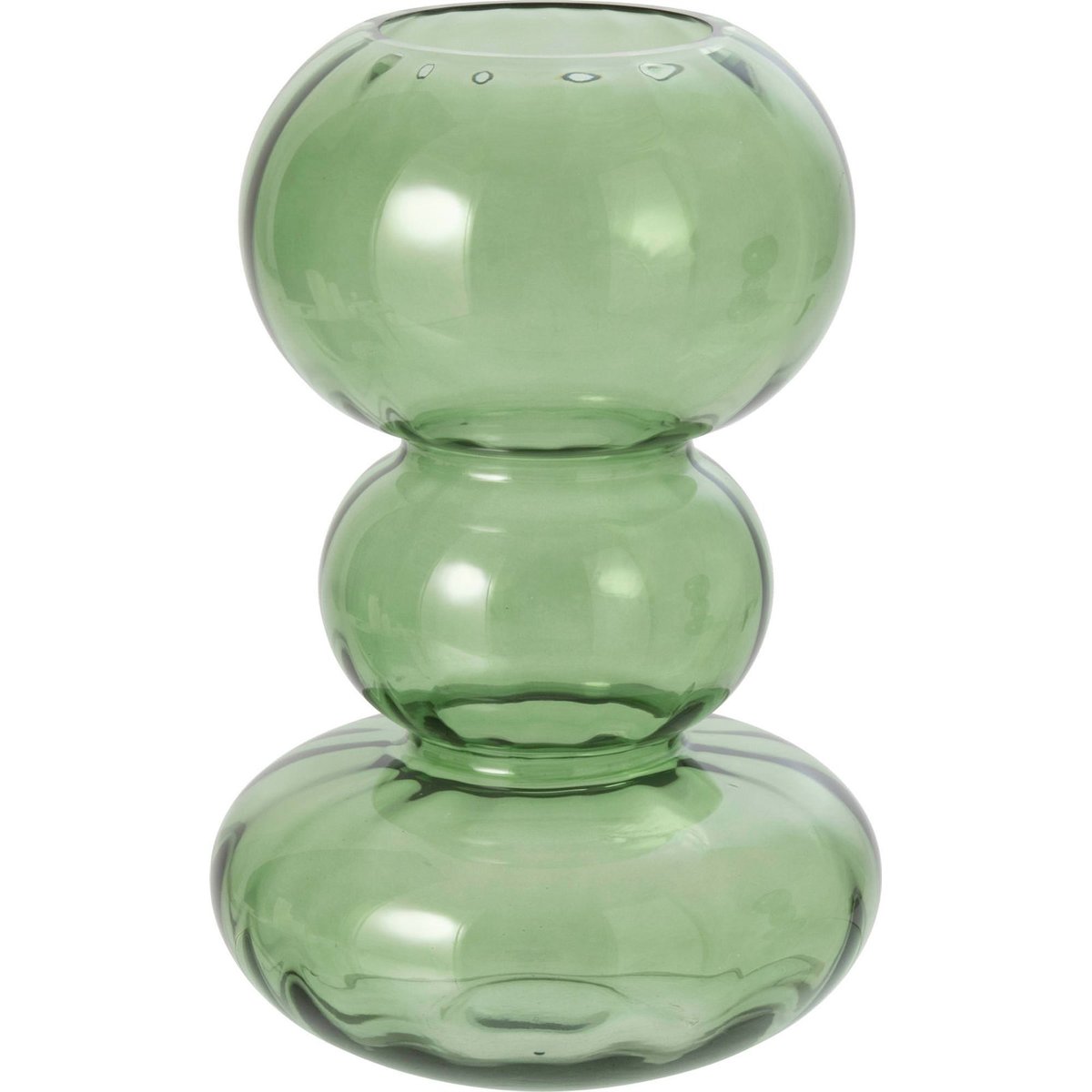 Vase boule en verre soufflé vert transparent, RECOLLECTION