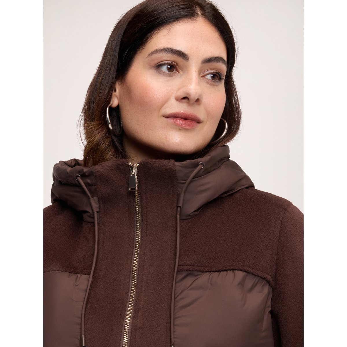 Doudoune à capuche marron, FIORELLA RUBINO