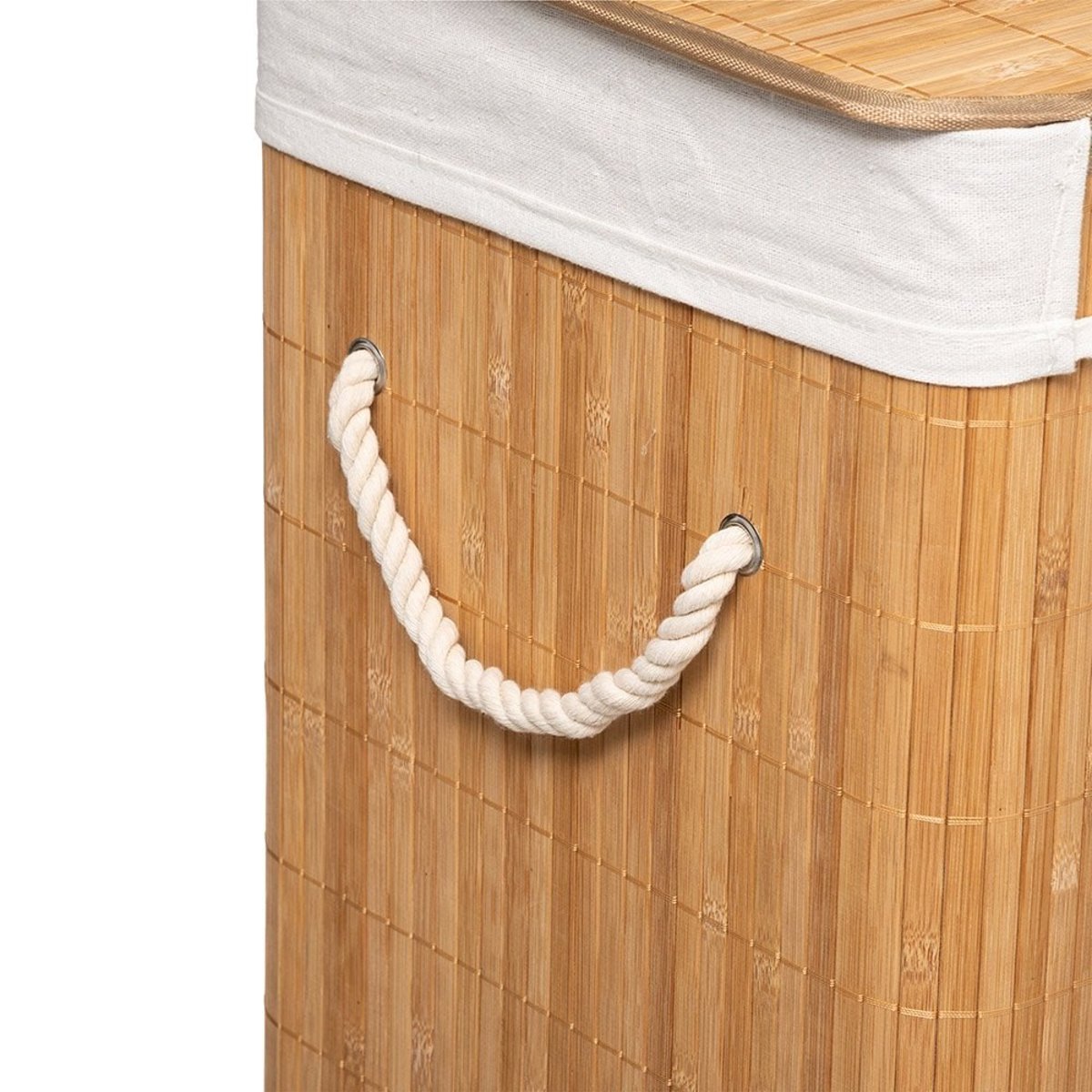Panier à linge bambou naturel beige, ATMOSPHERA