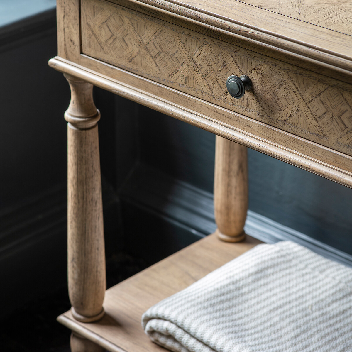 Nashik Ash Wood Parquet 2 Drawer Console Table natural, ÉDITÉ
