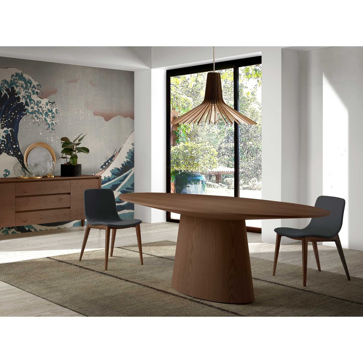 Table à manger ovale noyer walnut, ANGEL CERDA