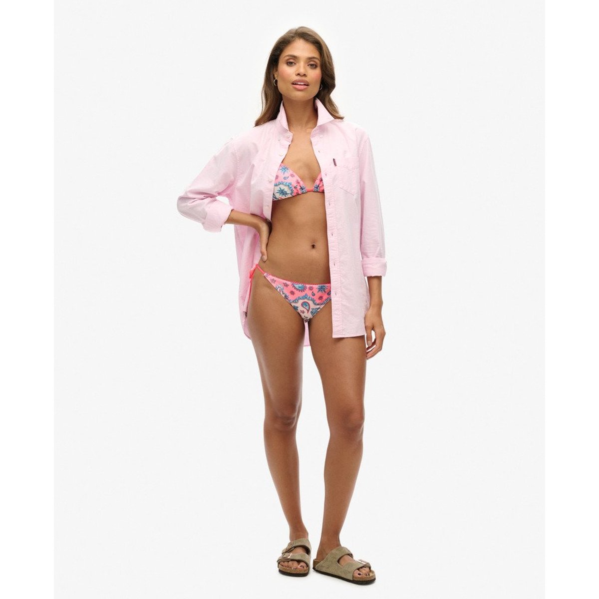 Haut de bikini triangle à nouer bandana rose, SUPERDRY