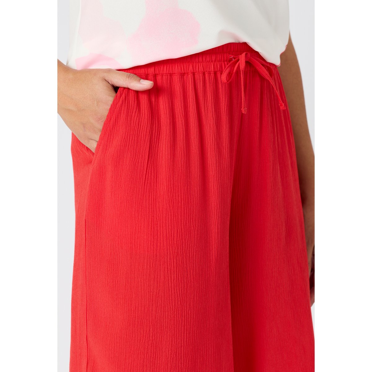 Bermuda crépon enfilable rouge brique, DAMART