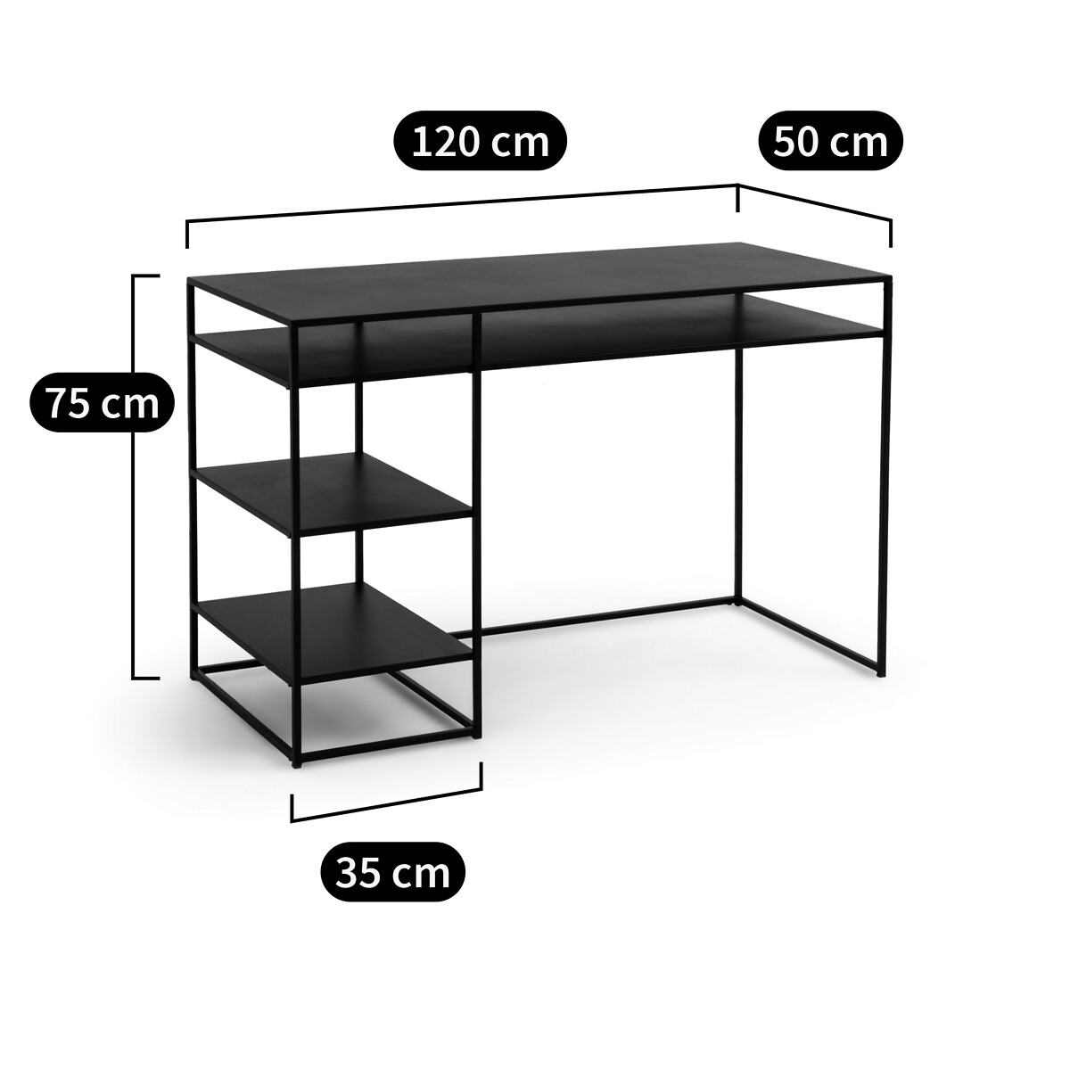 Bureau en métal acier, Miva noir, LA REDOUTE INTERIEURS