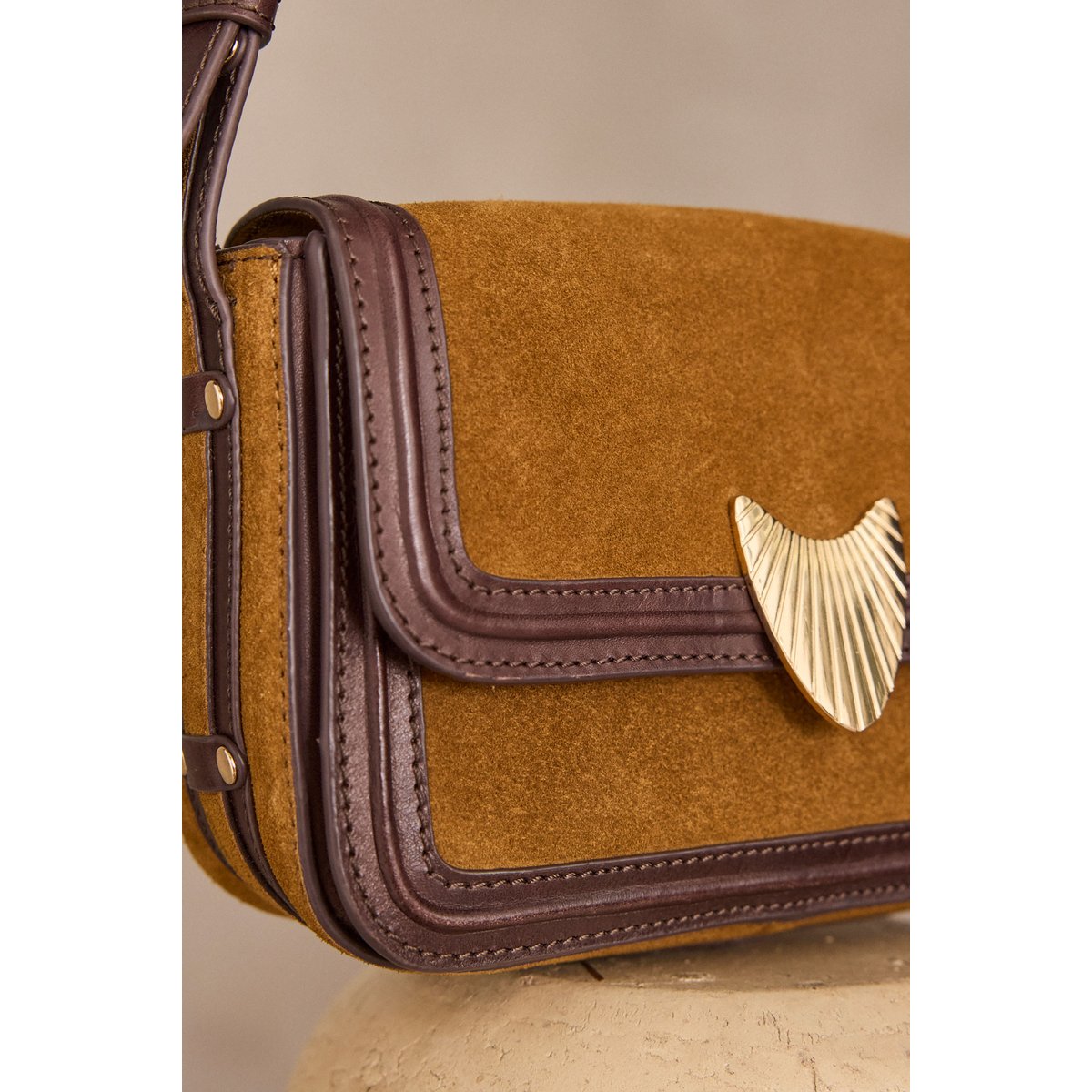 Sac en cuir LEONARD MINI beige, Maison 123