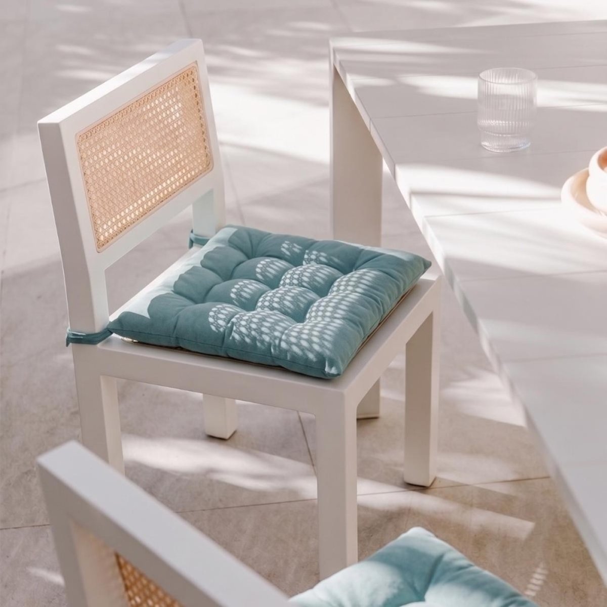 Lot de 4 galettes de chaise 40x40cm vert, ORNAMI