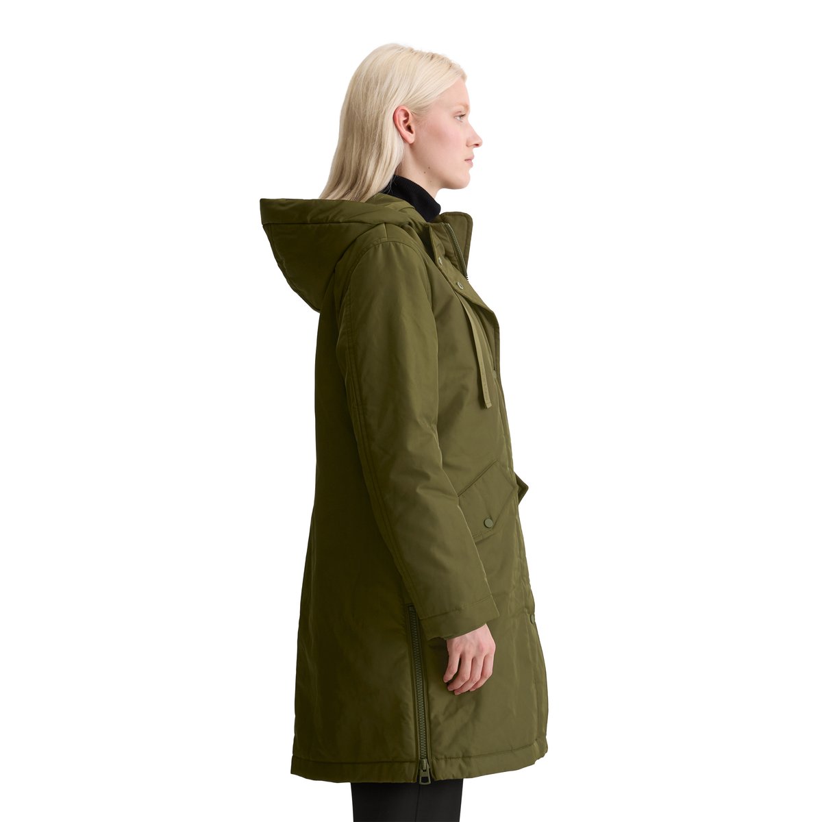 Veste parka matelassée fitted en sergé de polyester recyclé WR vert foncé, MARC O'POLO