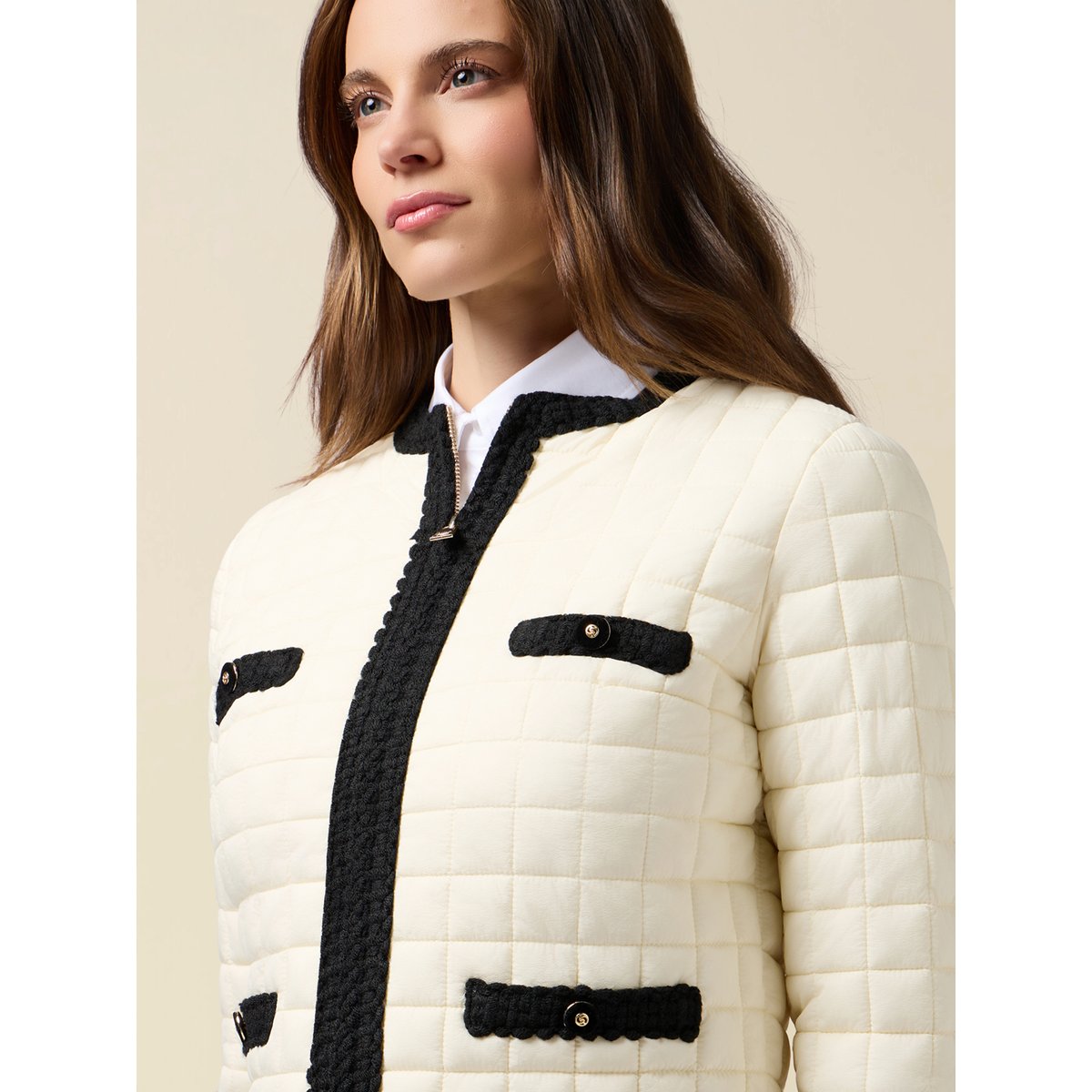 Veste matelassée légère rembourrée bicolore blanc, OLTRE