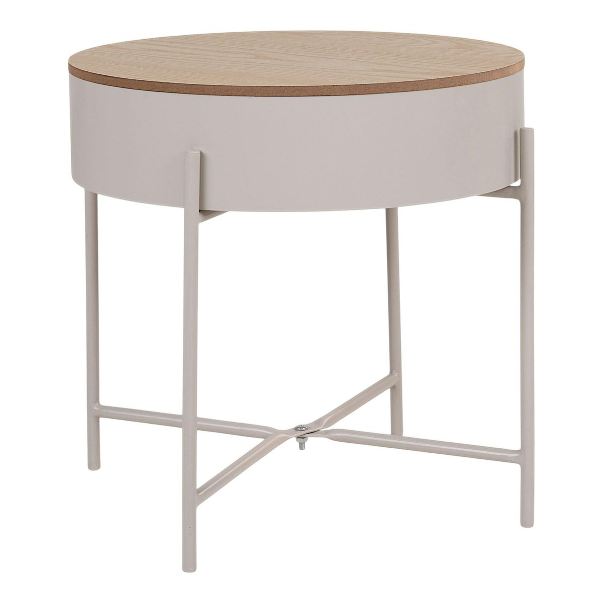 Bout de canapé métal beige plateau effet bois ODENSE beige, PIER IMPORT