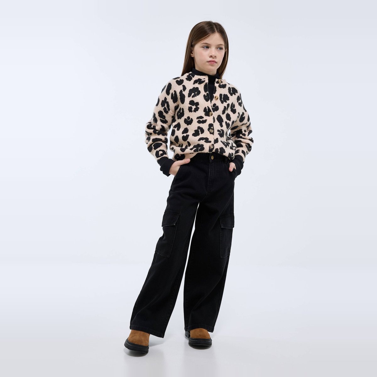 Jean cargo en coton BIO bleach denim, MONOPRIX