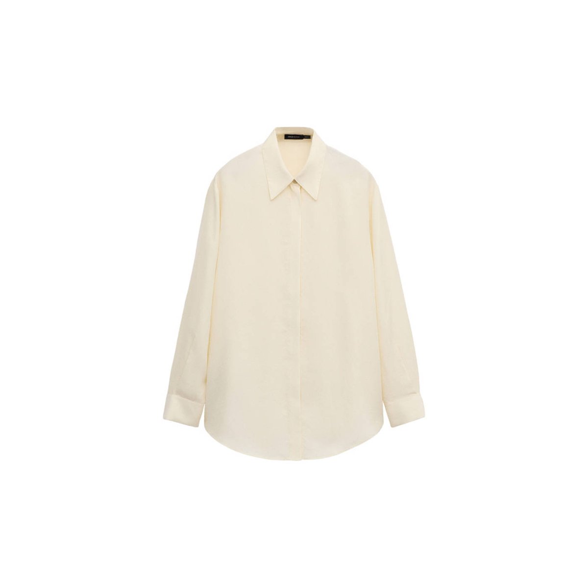 Chemise 100 % soie boutons dissimulés jaune pastel, MANGO