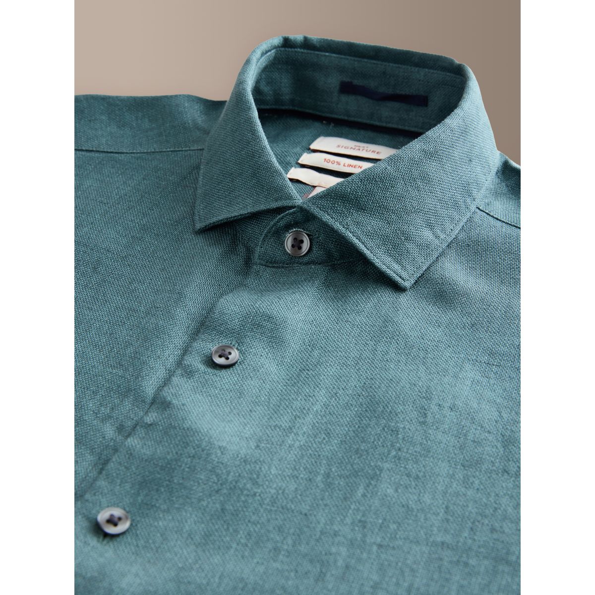Chemise manches courtes lin tissé signature bleu sarcelle, NEXT