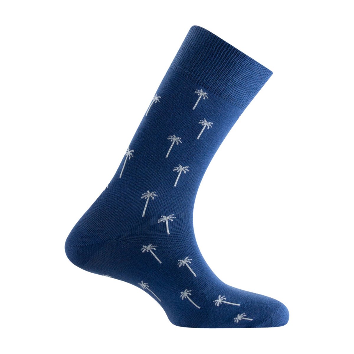 Mi-chaussette fantaisie palmiers en coton jean, KINDY