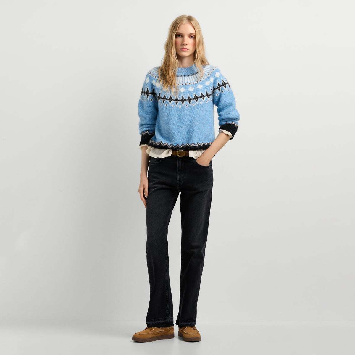 Pull En Maille À Col Rond Fairisle horizon bleu, PEPE JEANS