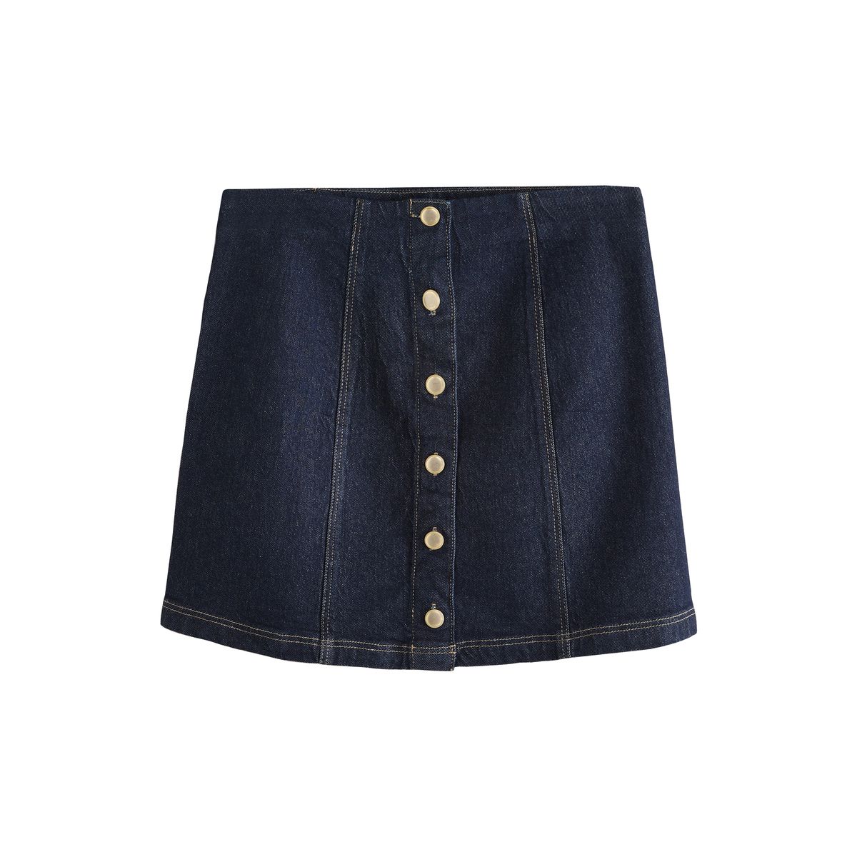 Jupe courte en jean avec boutons dorés bleu indigo, NEXT