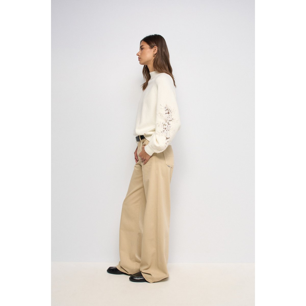 PULL EN MAILLE AVEC DENTELLE noir, SALSA JEANS