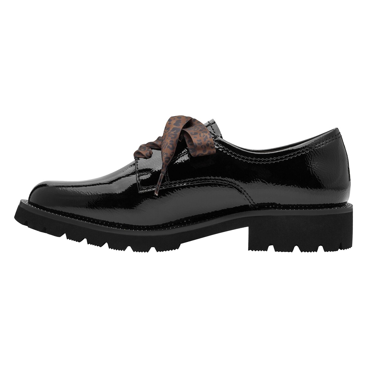 Derbies vernies à double lacets noir, TAMARIS