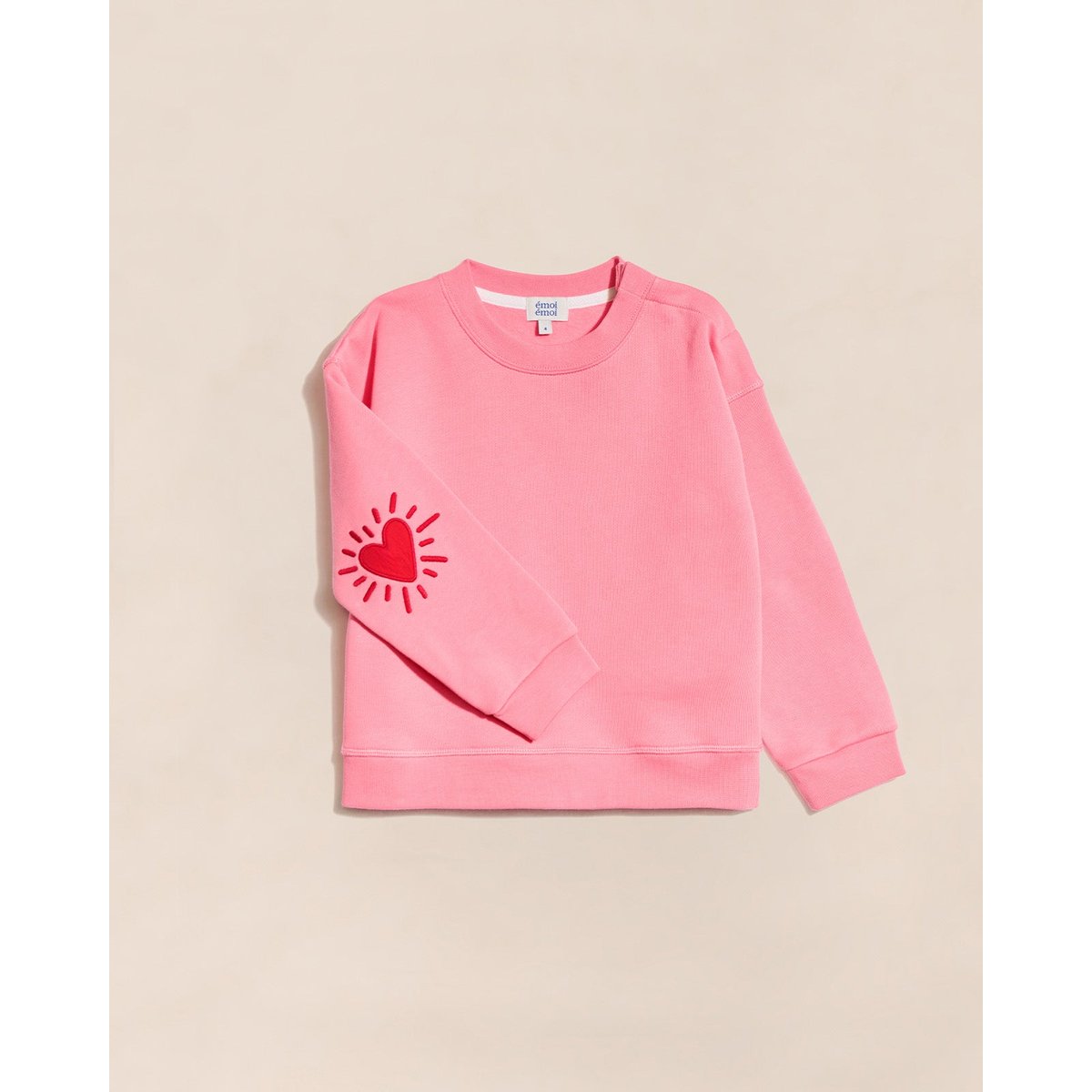 Sweat avec coudières en coton bio, CŒUR SOLAIRE rose - rose, EMOI EMOI