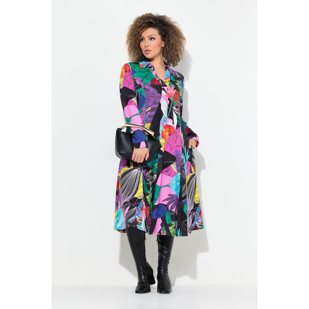 Robe en jersey à manches longues noir, ULLA POPKEN