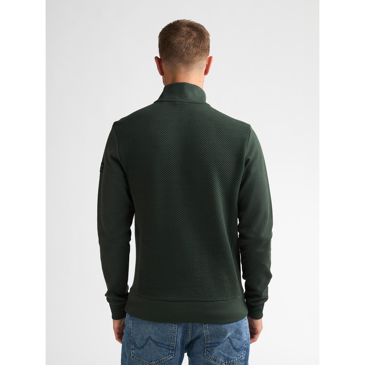 Pull col zippé en coton forgecrest vert deep green, PETROL INDUSTRIES