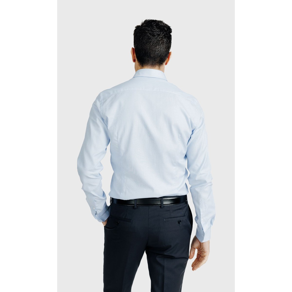 Chemise Slim fit double retors micro dessin bleu ciel, ACROSS
