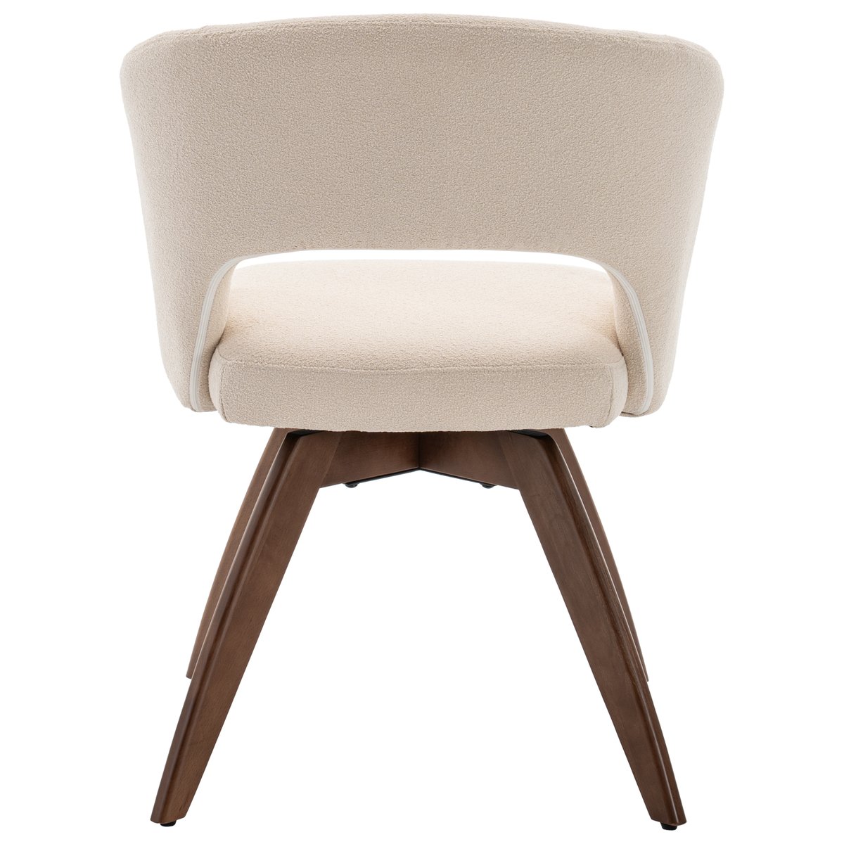 Lot de 2 chaises en bois et tissu boucle, HOLLY beige, bois foncé, HAPPY GARDEN