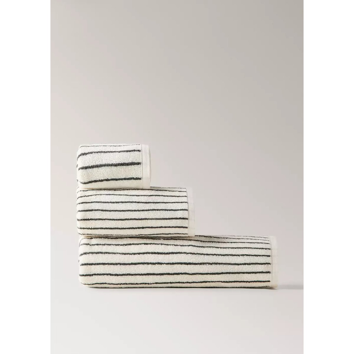 Drap de bain en coton à rayures bleu pétrole, MANGO HOME