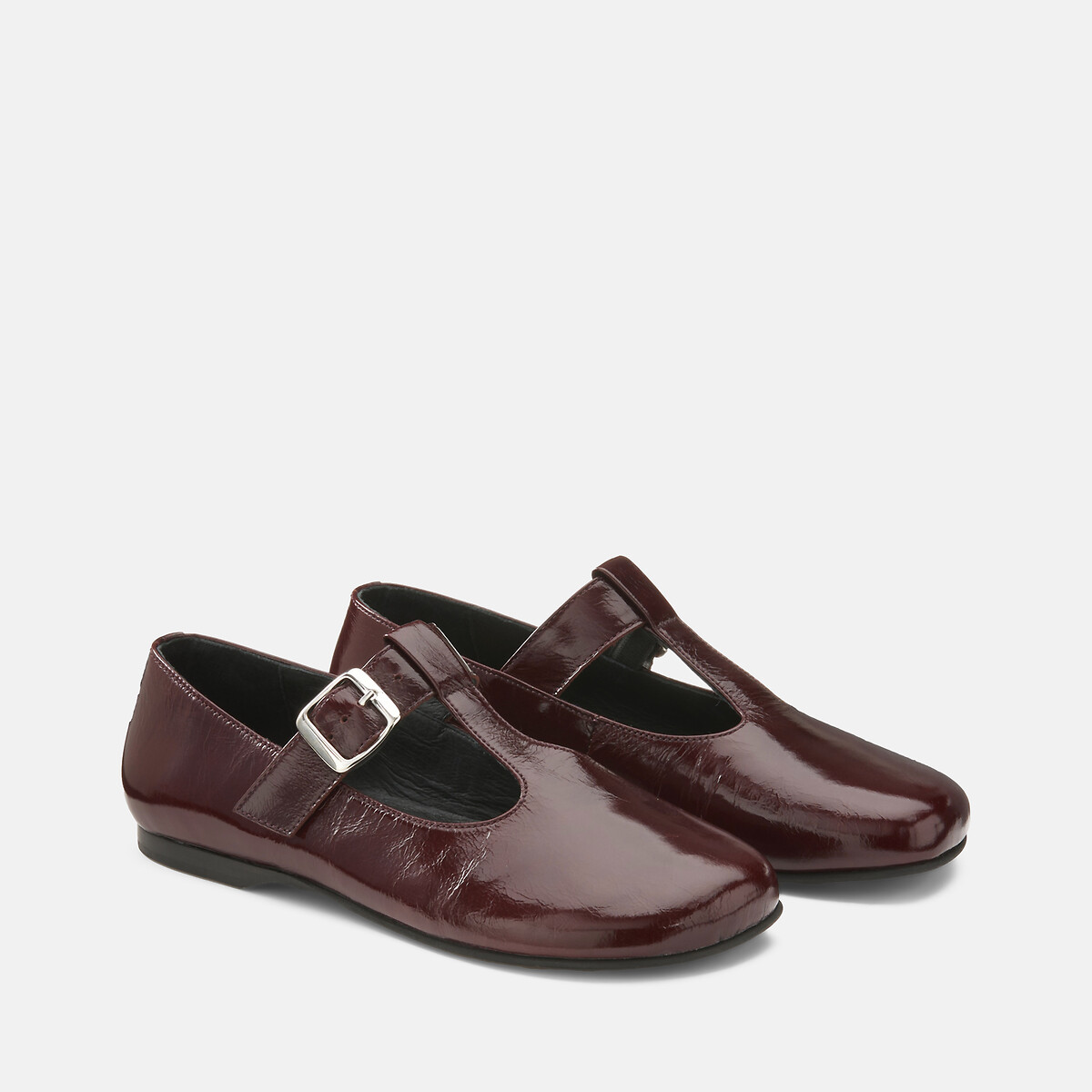 Leather Ballet Flats burgundy, LA REDOUTE COLLECTIONS