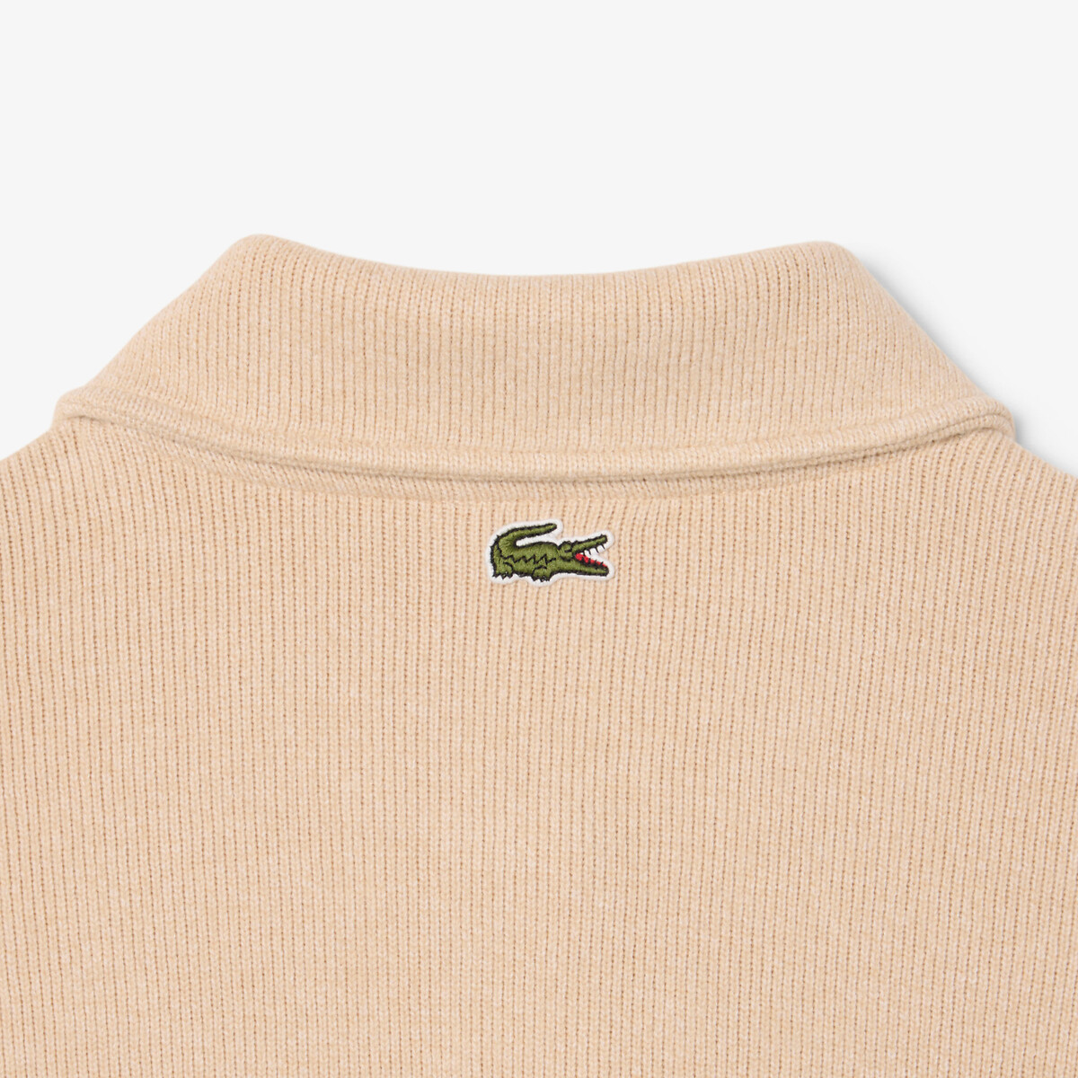 Sweat col polo à manches longues beige, LACOSTE