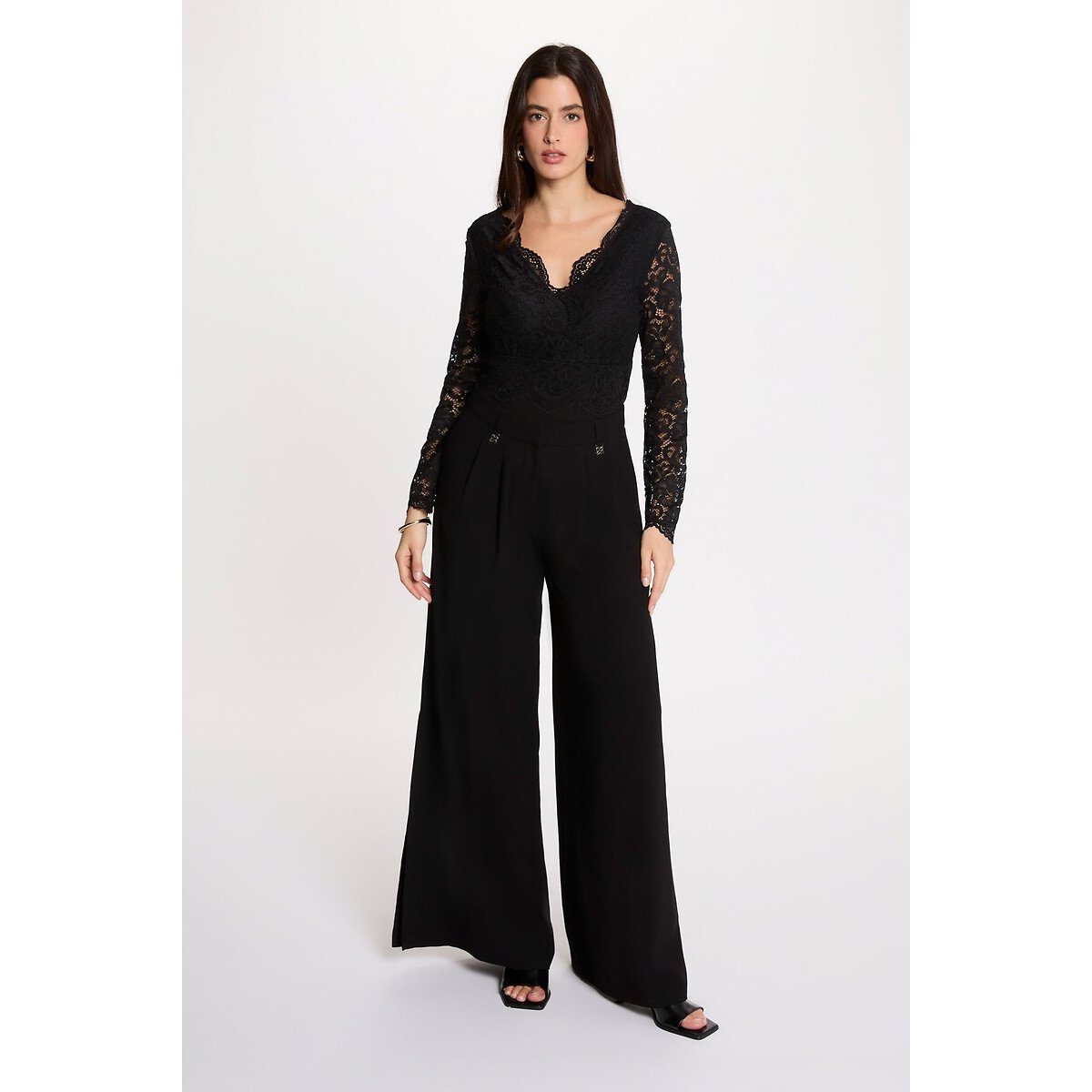 V-Neck Lace Bodysuit black, MORGAN