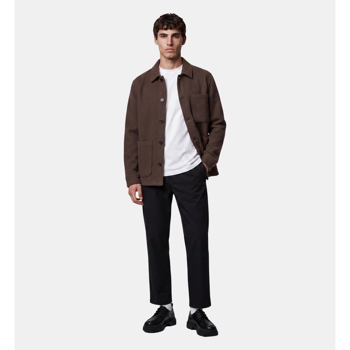 Surchemise workwear épaisse doil laine marron moka, GALERIES LAFAYETTE