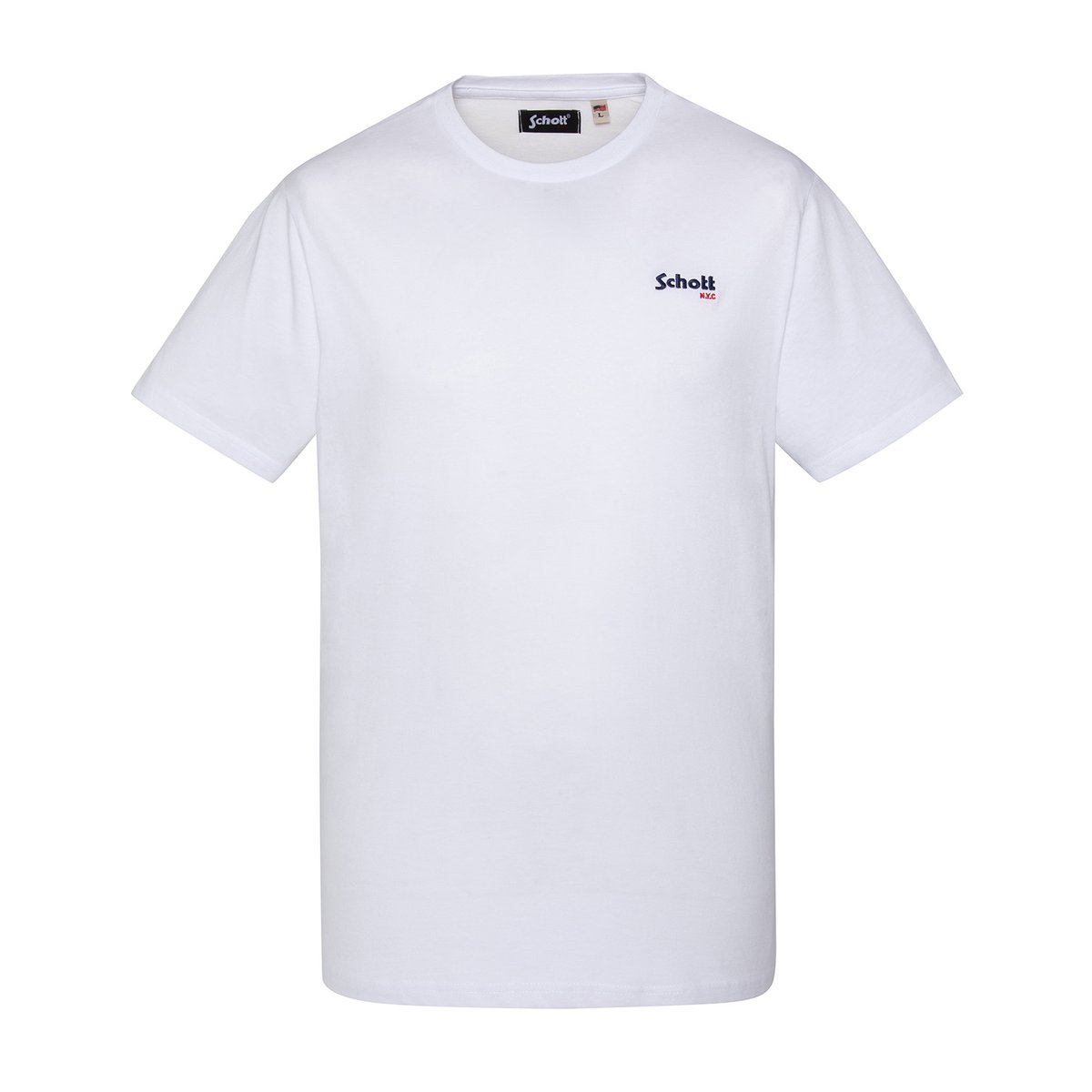 T-shirt brodé gris chiné blanc, SCHOTT