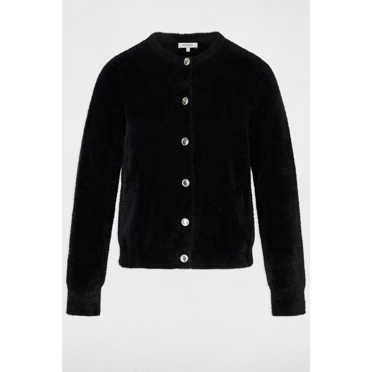 Gilet maille duveteuse noir, MORGAN
