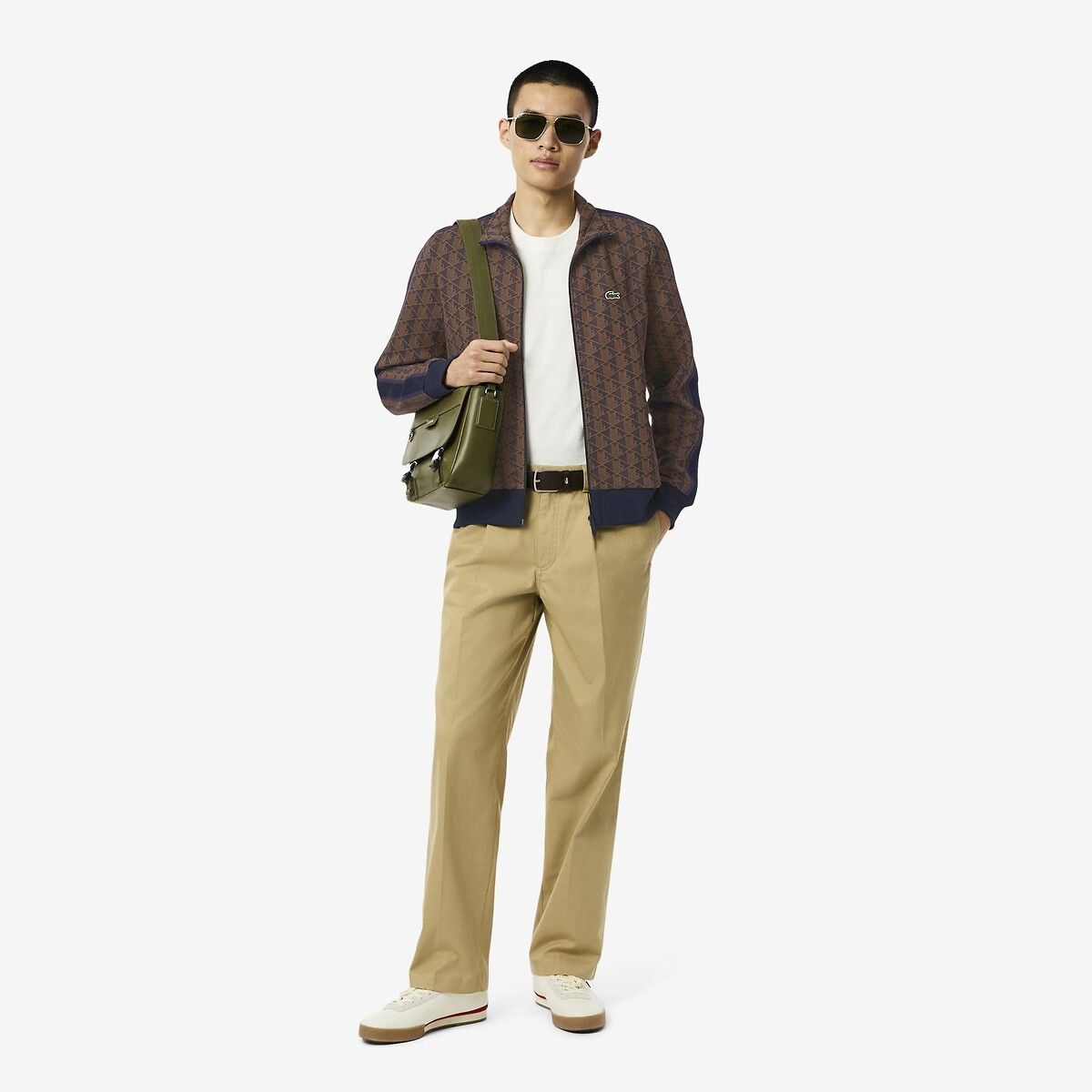 Sweatjacke mit Reissverschluss und Stehkragen braun, LACOSTE