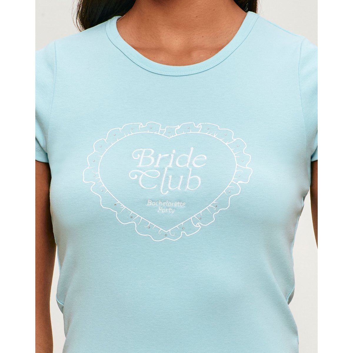 T-shirt jersey brodé message Bride Club avec détails paillettes BLUEBRIDIZ bleu, UNDIZ