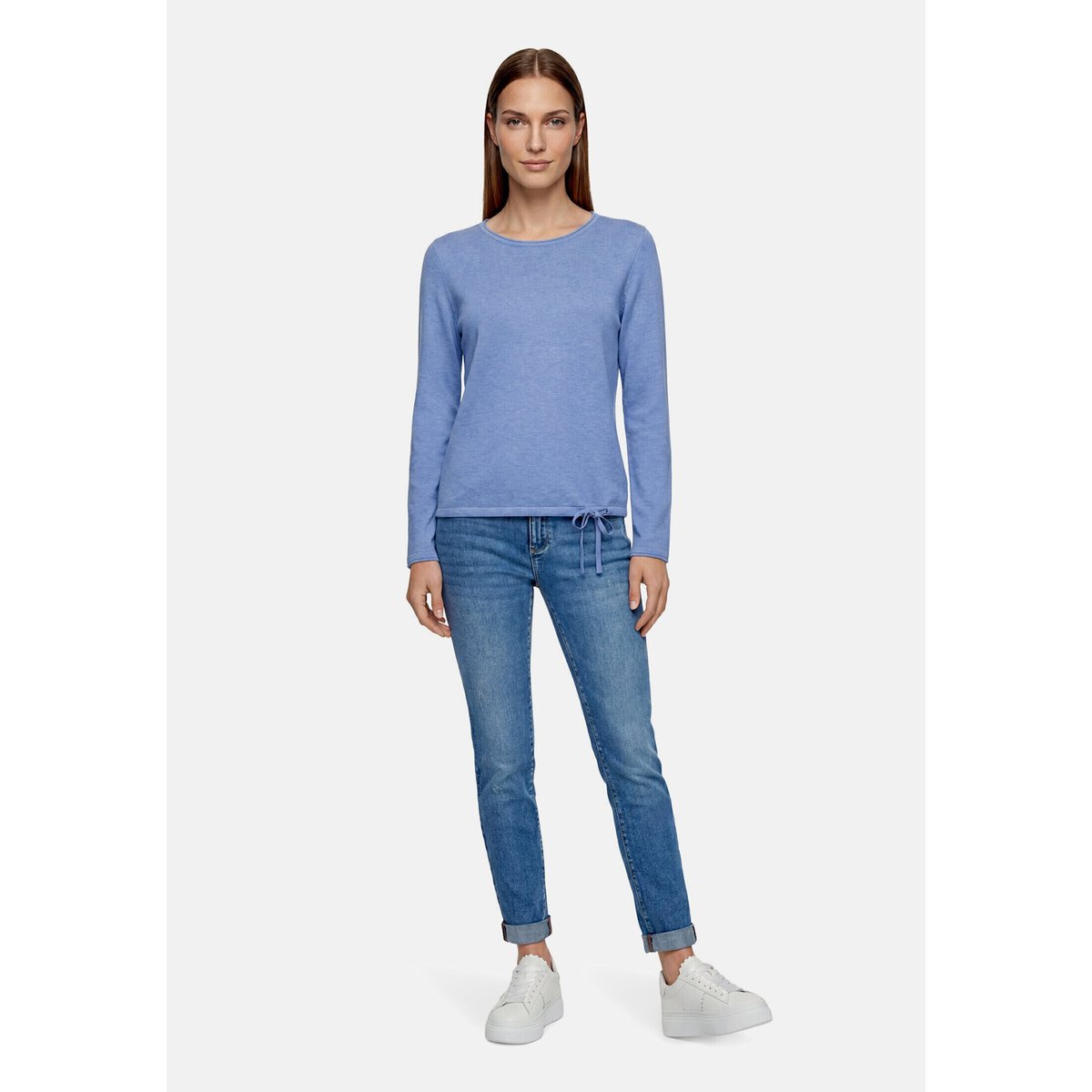 Pull-over en maille à cordon coulissant sous tunnel middle blue melange, BETTY BARCLAY