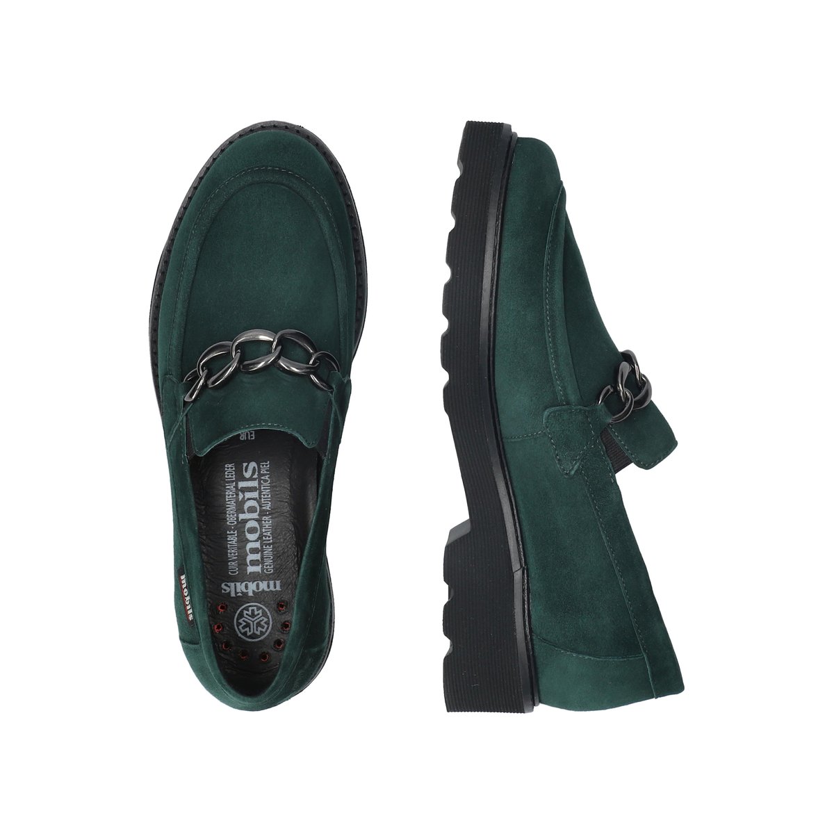 Mocassins en cuir ORLA vert foncé p5140, MEPHISTO