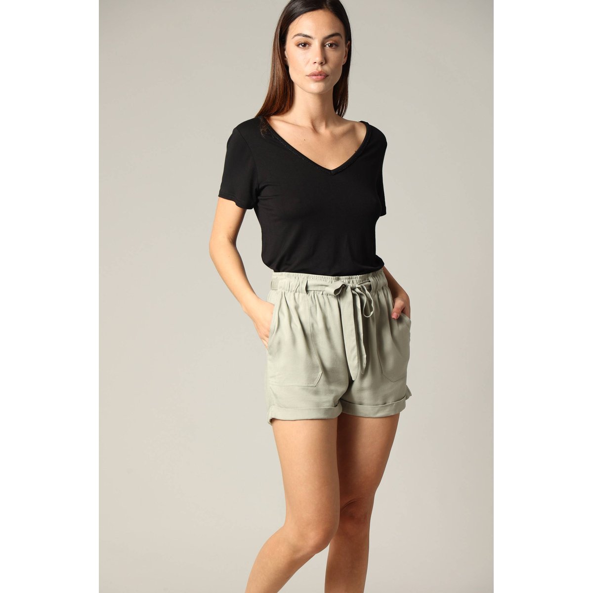 Short en viscose MERIDA tilleul, DEELUXE