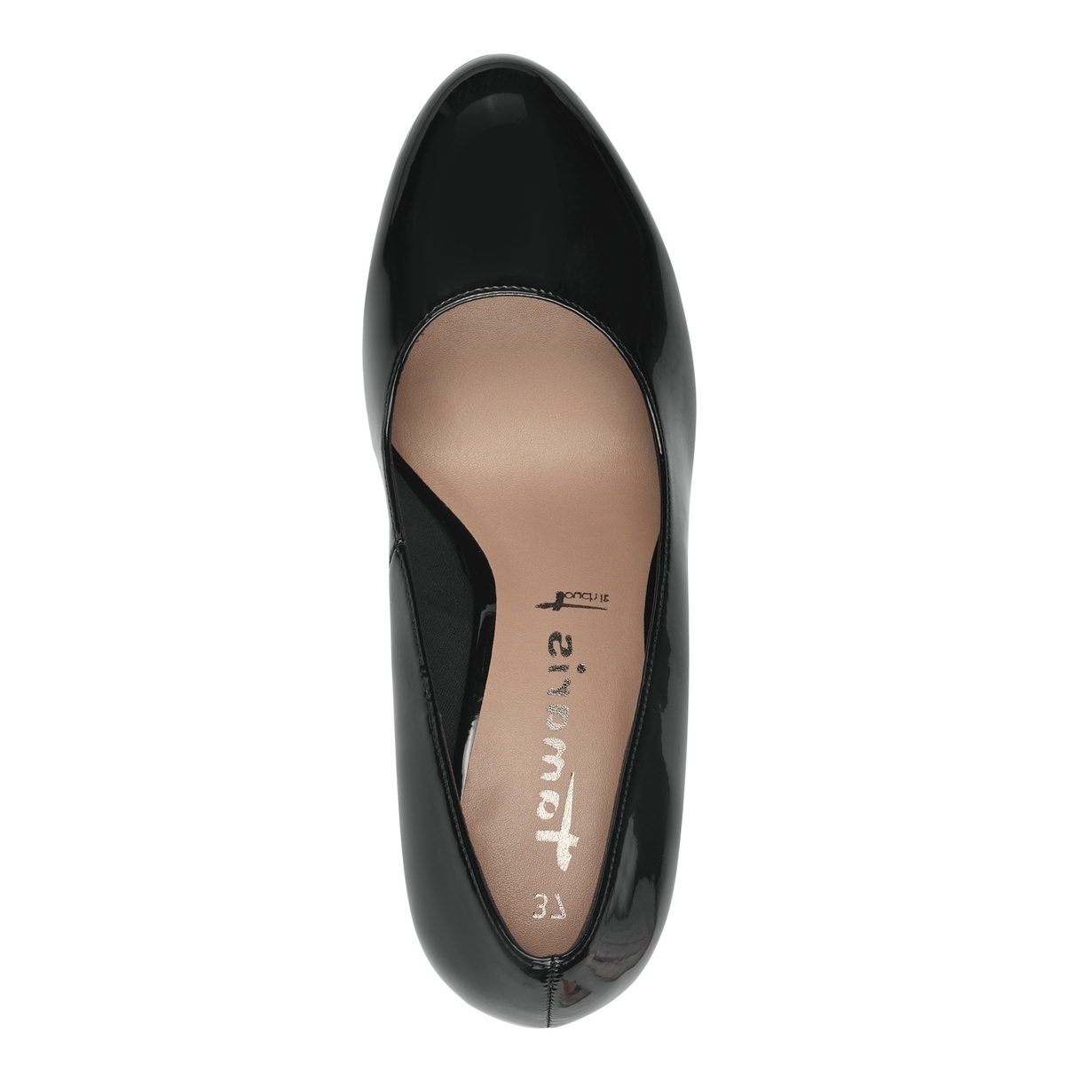 Escarpin talon bloc noir laque, TAMARIS