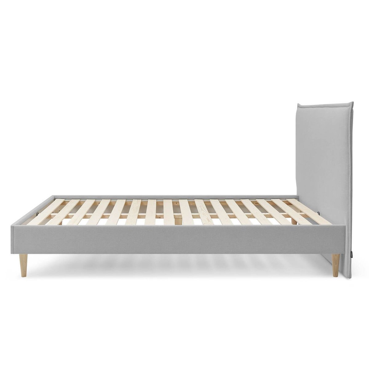 Lit bois revêtement tissu, SARY gris, BOBOCHIC