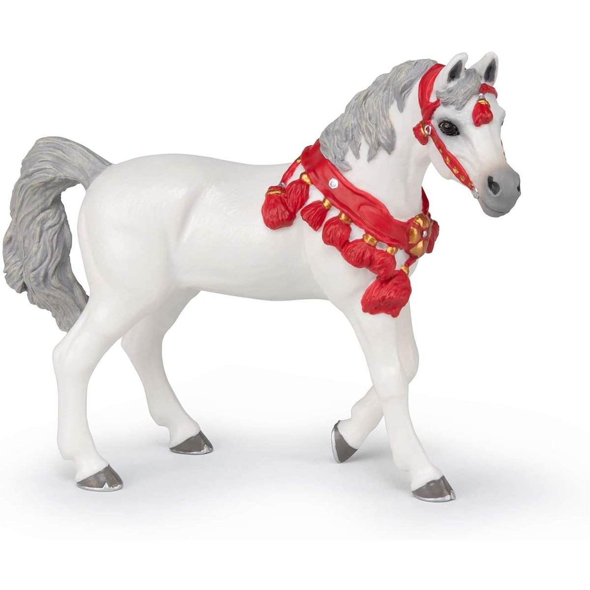 Figurine Cheval arabe Blanc en tenue de parade blanc, PAPO