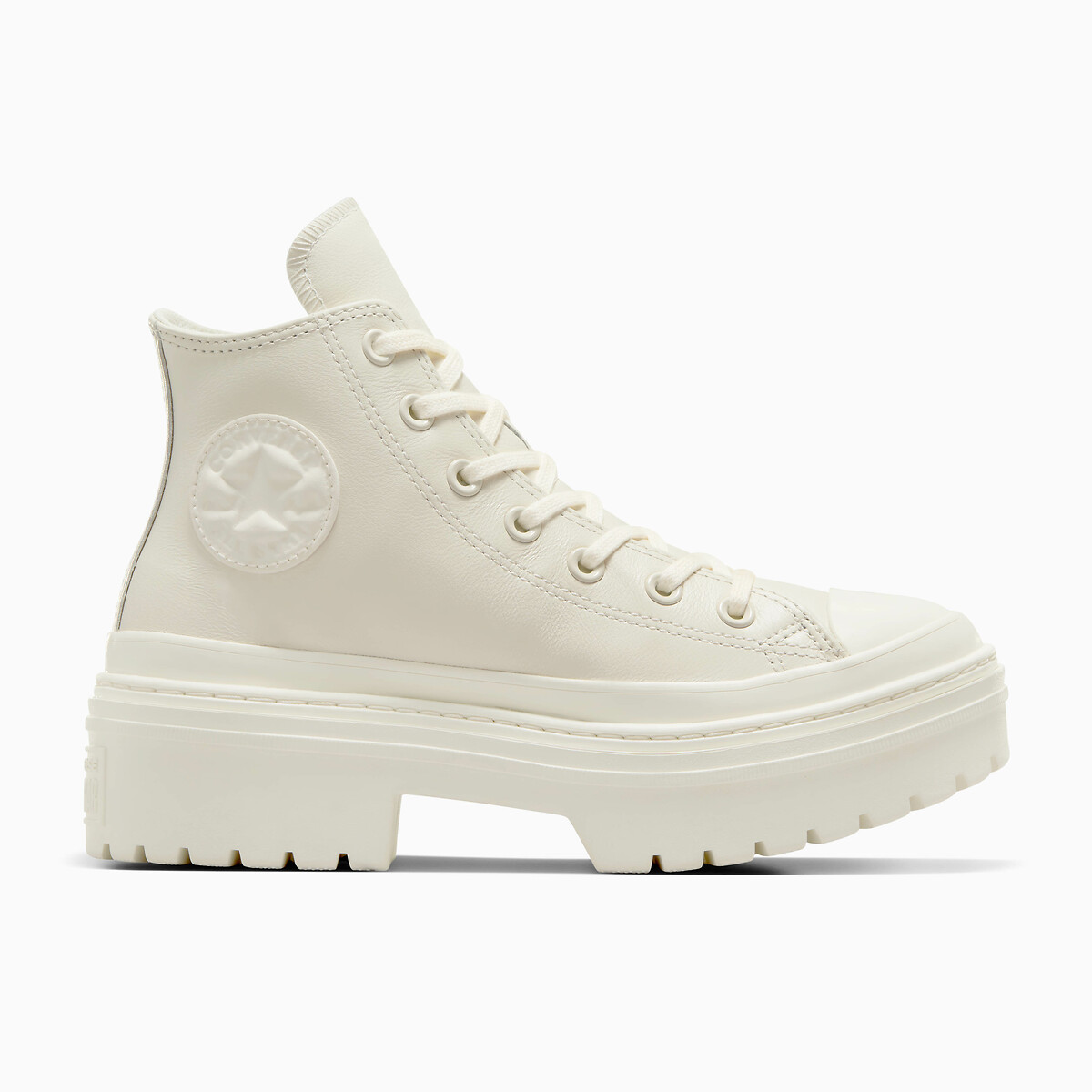 All Star Lugged Heel High Top Trainers in Leather ecru , CONVERSE