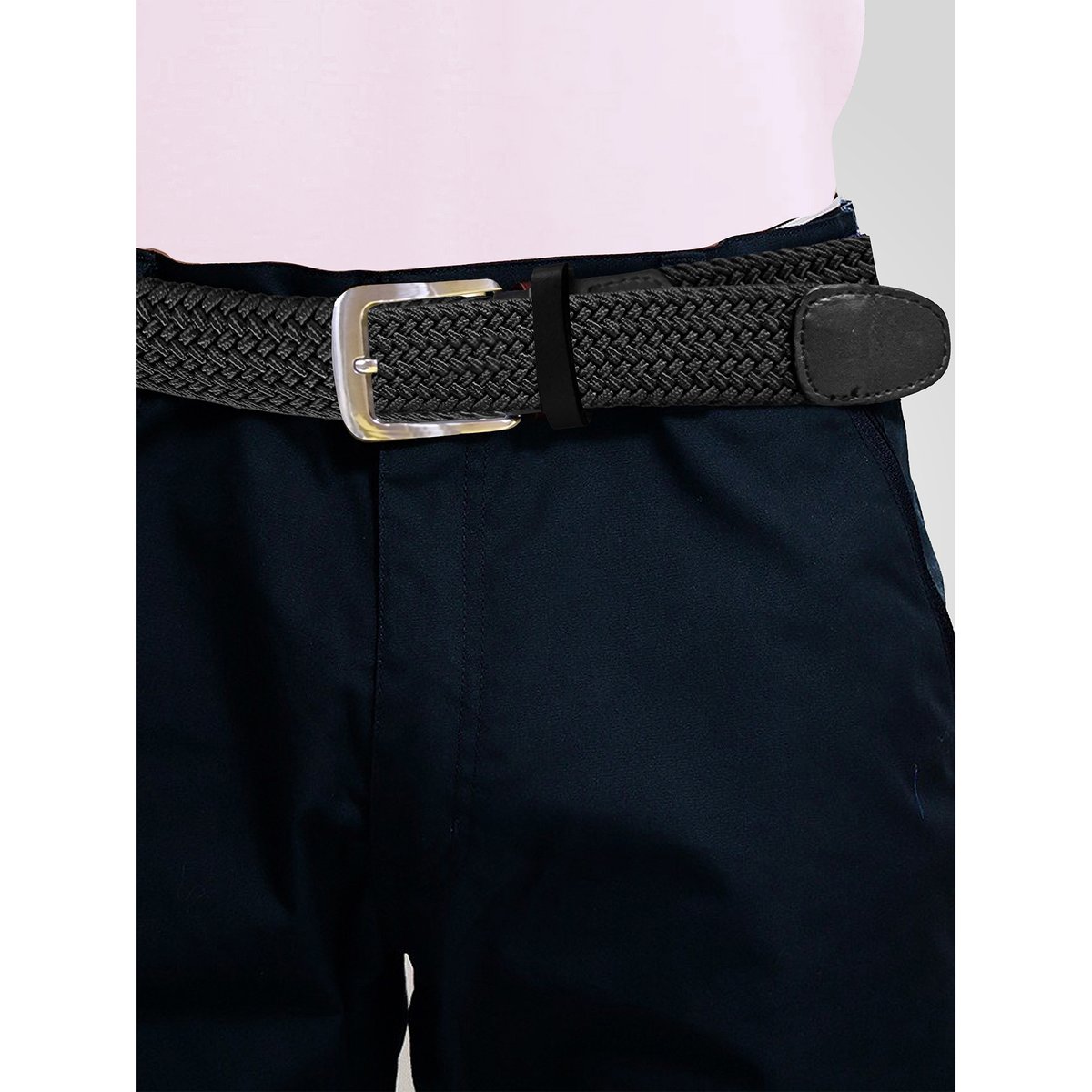 Ceinture tressée SIMON noir, DUKE