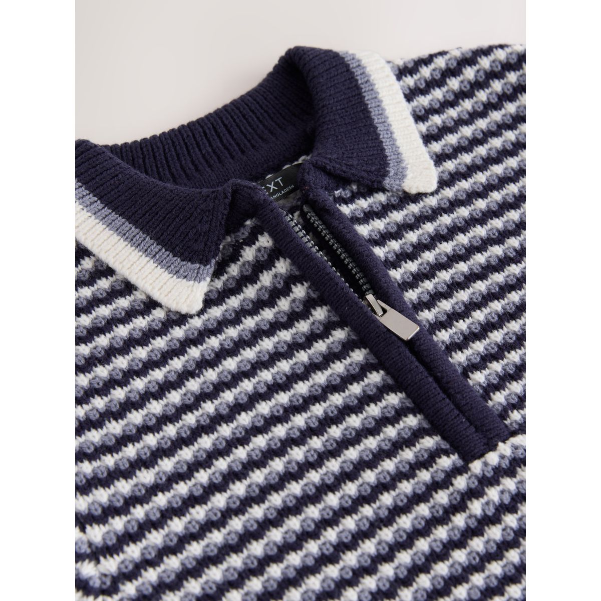Polo en maille texturée bleu marine/bleu, NEXT