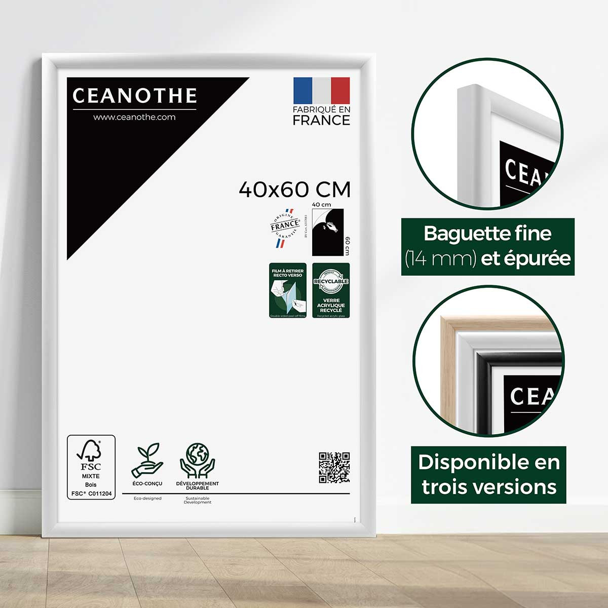 Cadre Photo Exposition En Bois Massif Fsc ESSENTIEL blanc, CEANOTHE